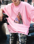 T-SHIRT CON STAMPA FUCSIA