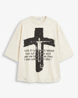 T-SHIRT OVERSIZE GRAPHIC CROSS - OFF WHITE
