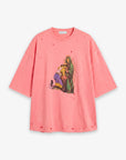 T-SHIRT CON STAMPA FUCSIA