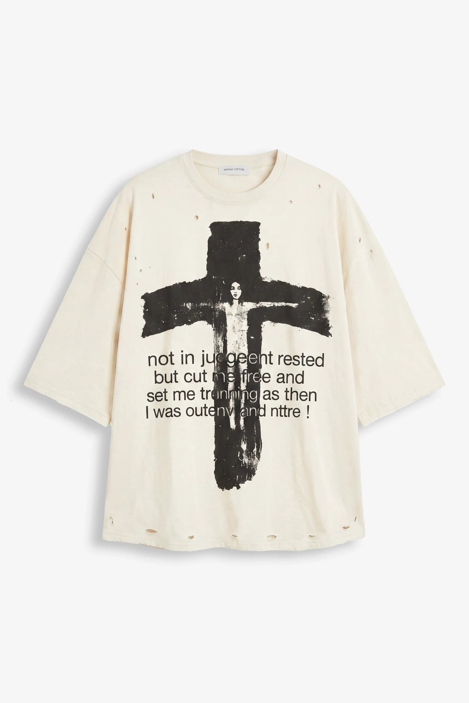 T-SHIRT OVERSIZE GRAPHIC CROSS - OFF WHITE